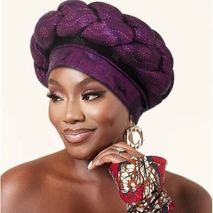 Purple Turban Braid Beanie Cap Headwear Crystals Twisted Head Turbans for …